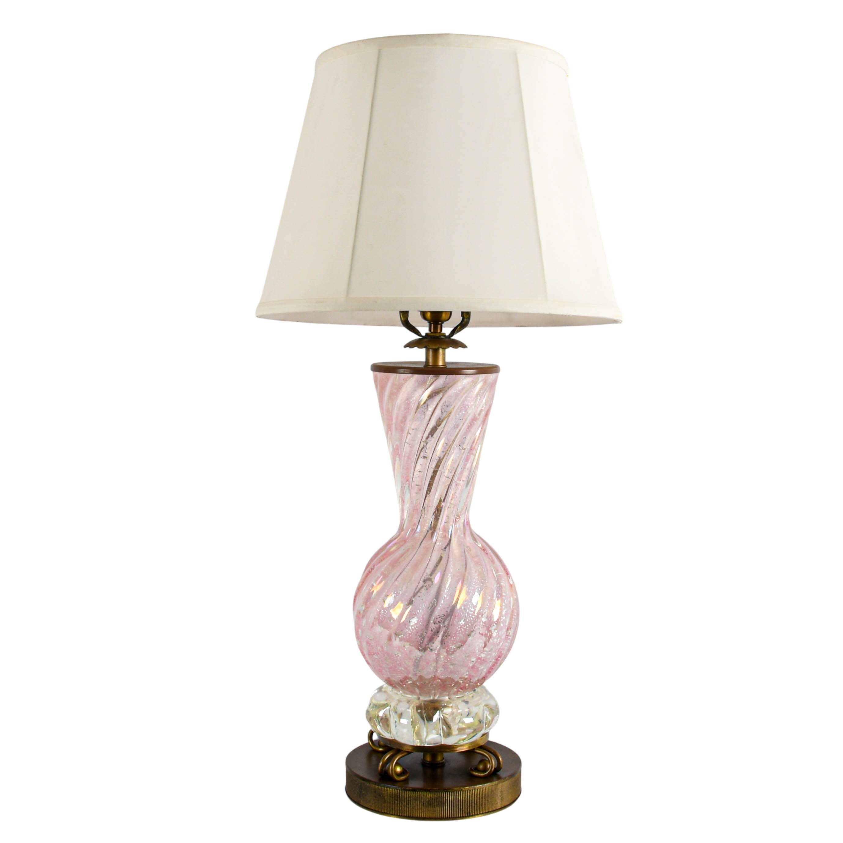 Italian Pink Venetian Glass Table Lamp-1