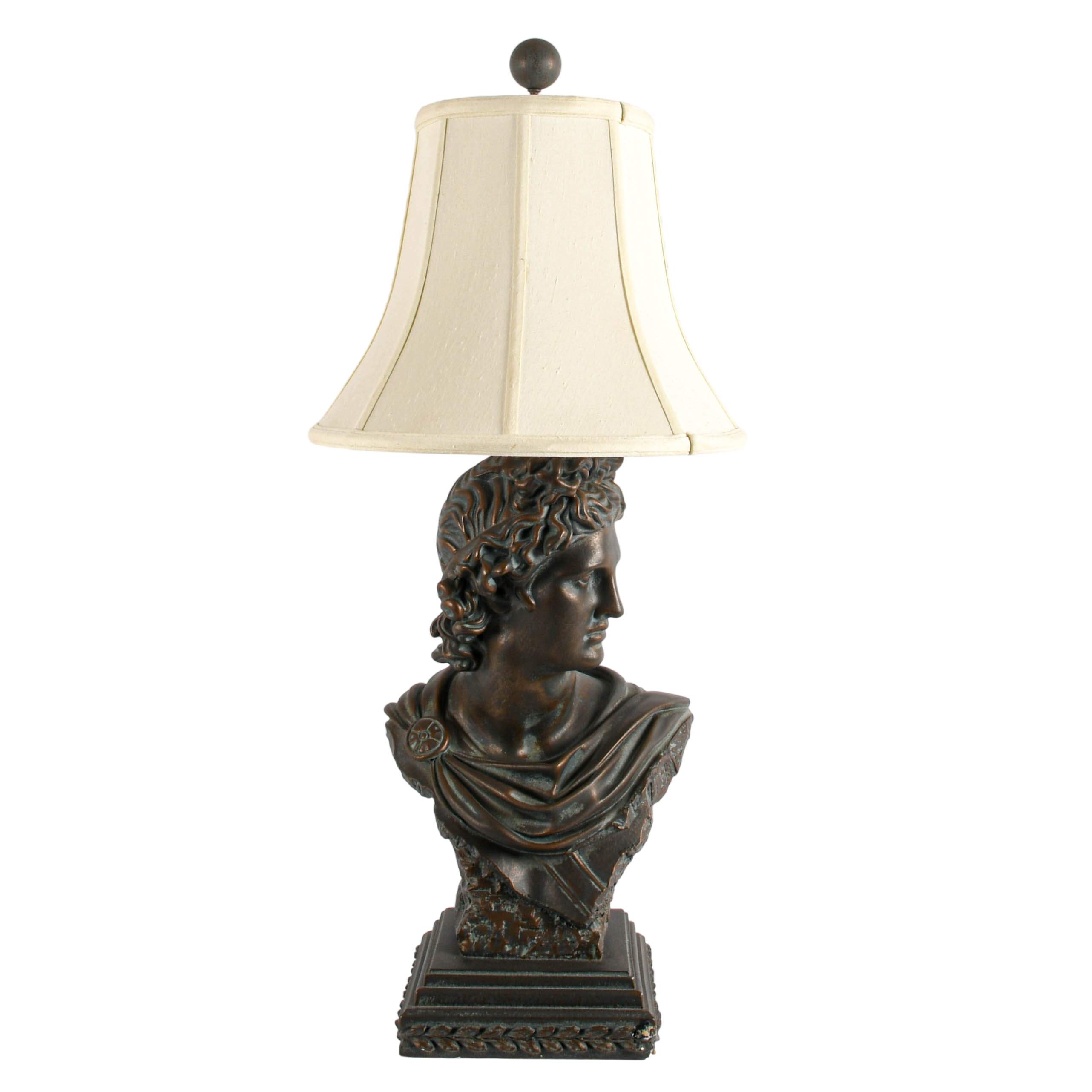 Large Plaster Apollo Bust Table Lamp-1