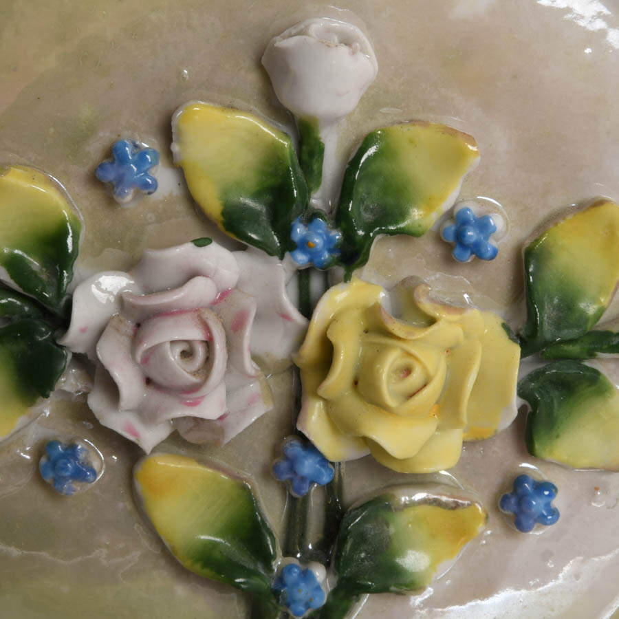 1930s Czech Lustreware Floral Porcelain Boudoir Lamp-3