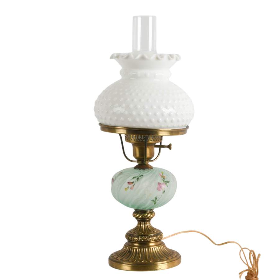 Uranium Swirl & Milk Glass Lamp-1