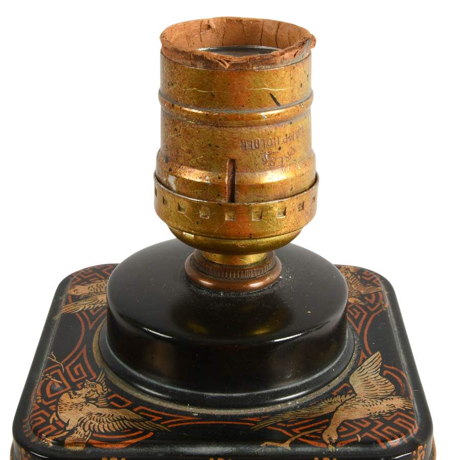 Mid-Century Frederick Cooper-Style Chinoiserie Tea Tin Lamp-5