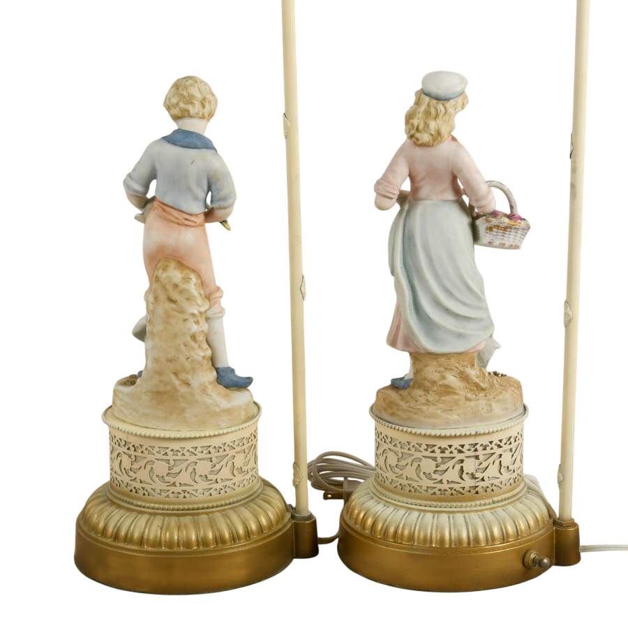 Pair of Andrea by Sadek Bisque Figural Table Lamps-3