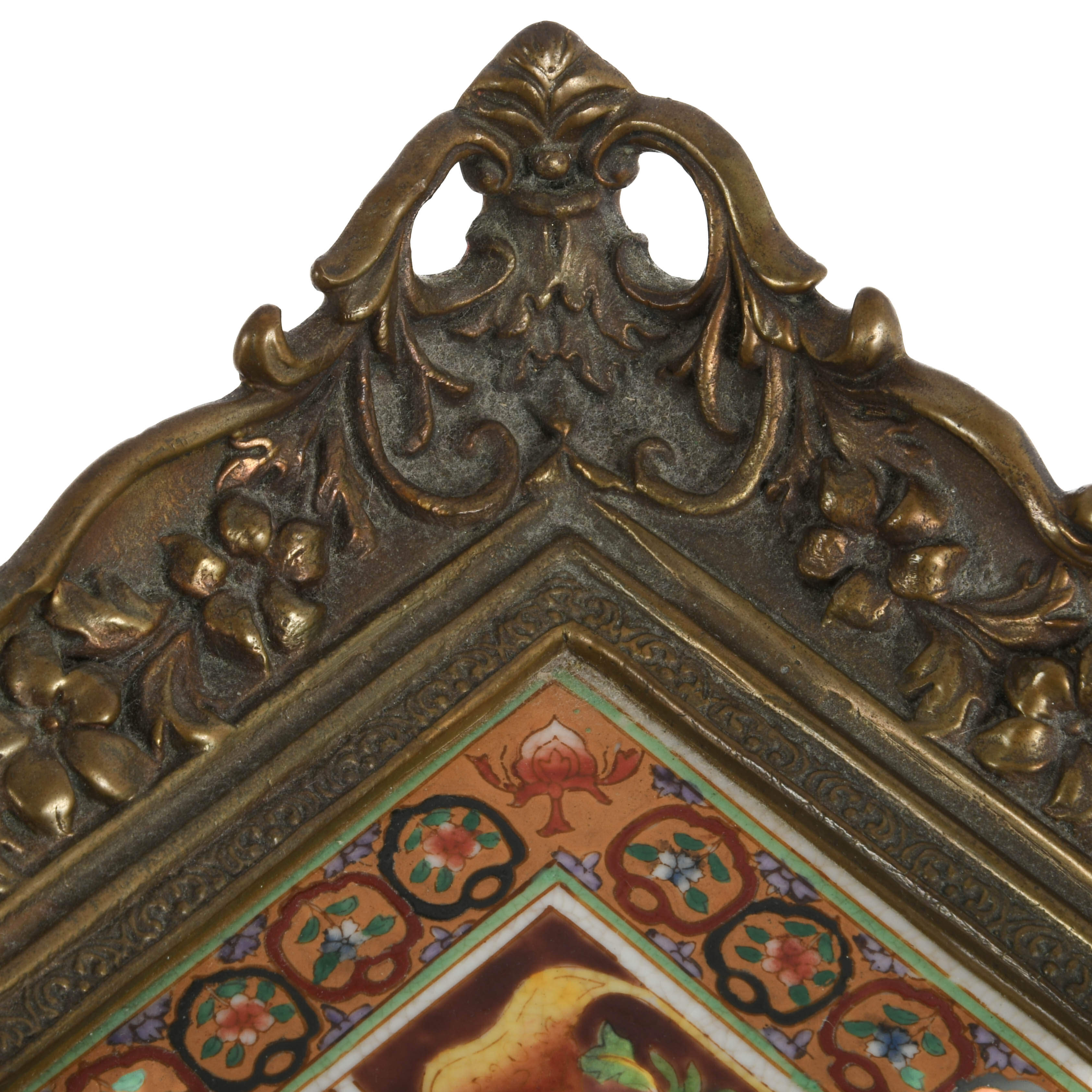 Hand-Painted Ceramic and Bronze Footed Castilian Tray-5