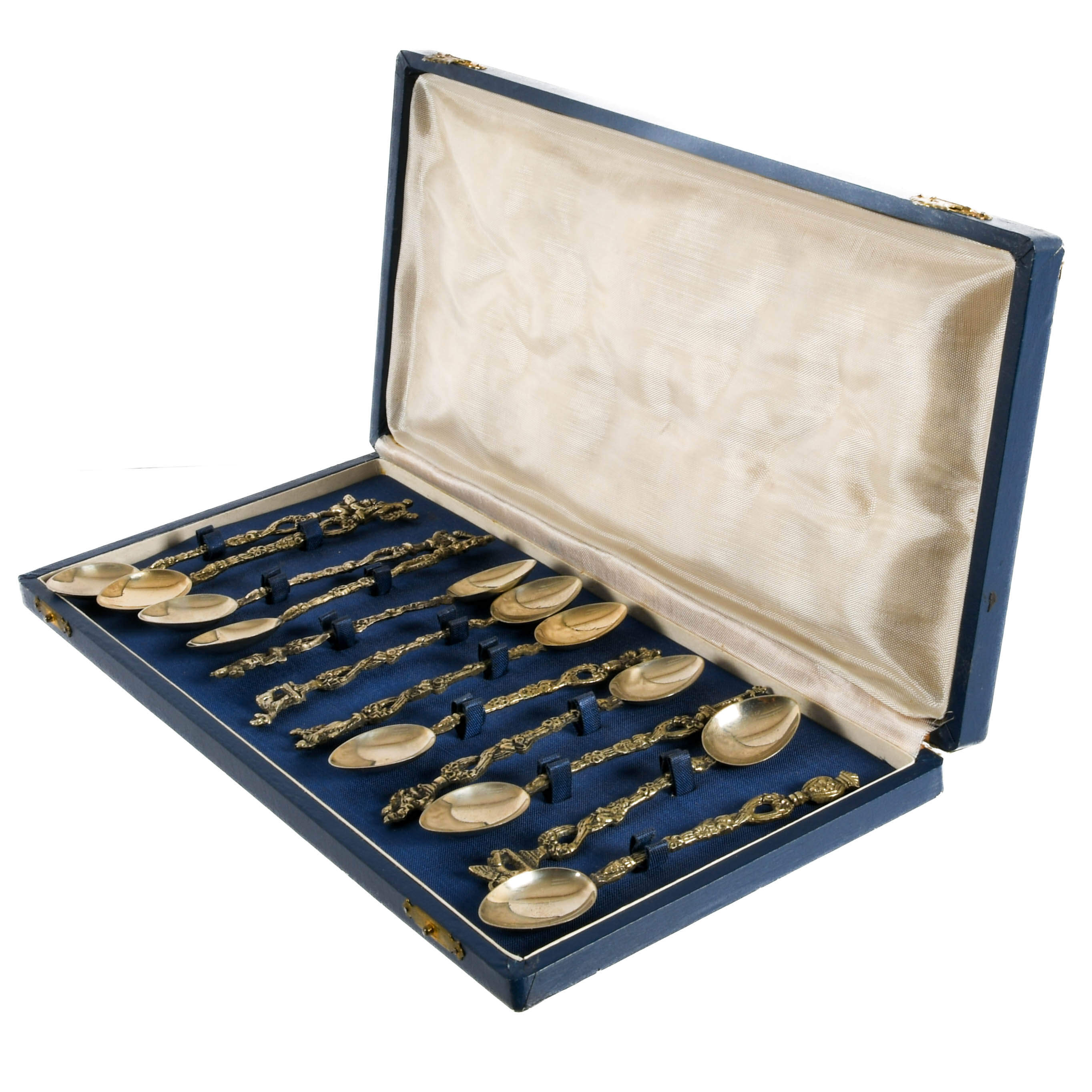 Set of Twelve Art Nouveau Figural Silver Plate Demitasse Spoons-5