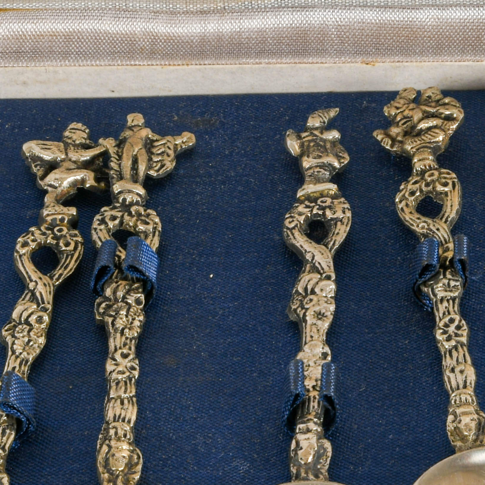 Set of Twelve Art Nouveau Figural Silver Plate Demitasse Spoons-2