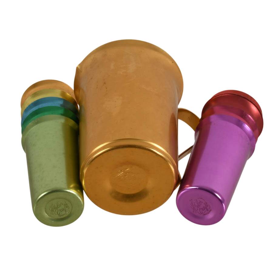 Ten-Piece Mid-Century Modern Aluminum Color Craft Pitcher and Cup Set-7