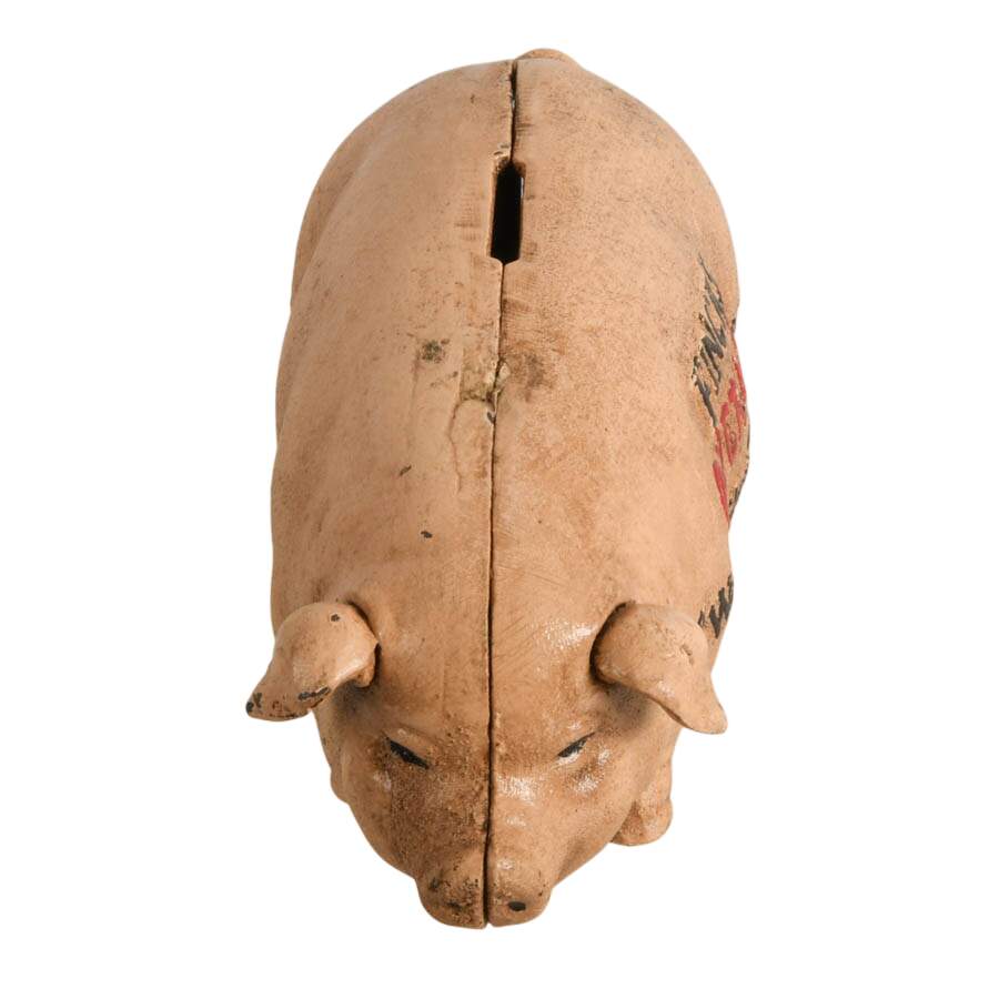 Reproduction Finck's Overalls Cast Iron Piggy Bank-6