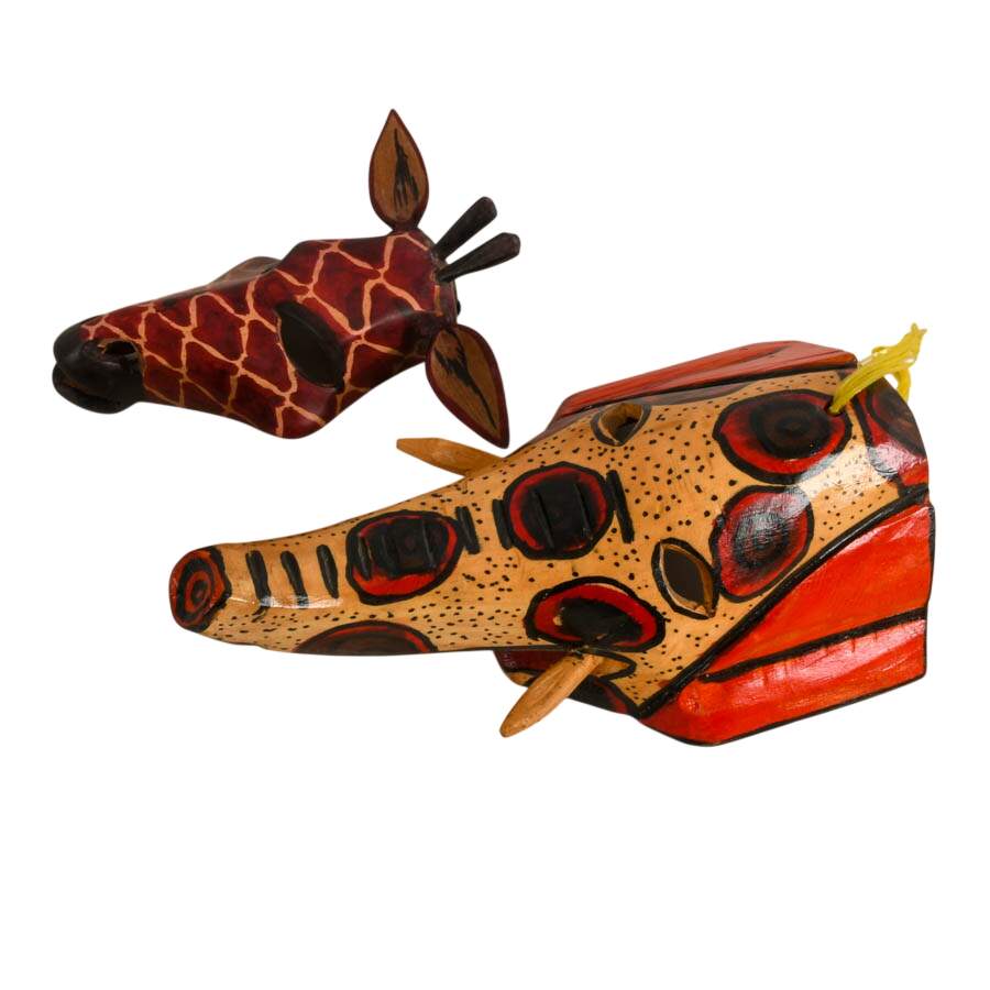 Pair of Hand-Carved Wooden Savanna Animals-2