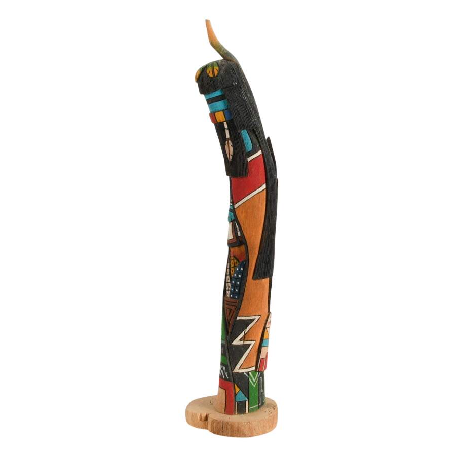 Hand-Carved Signed "Long Hair Maiden" Wooden Kachina Doll-2