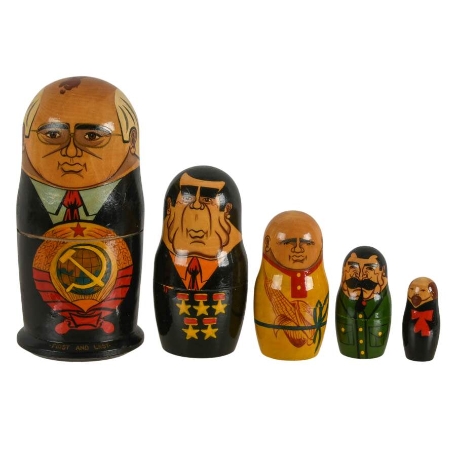 Hand-Painted Russian Political Leaders Matryoshka Wooden Doll Set-3