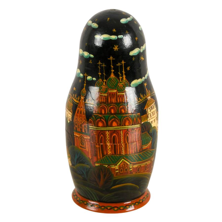Vintage Russian Nesting Doll Depicting a Cathedral-8