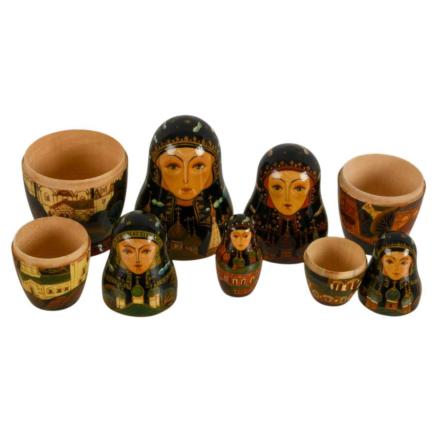 Vintage Russian Nesting Doll Depicting a Cathedral-4