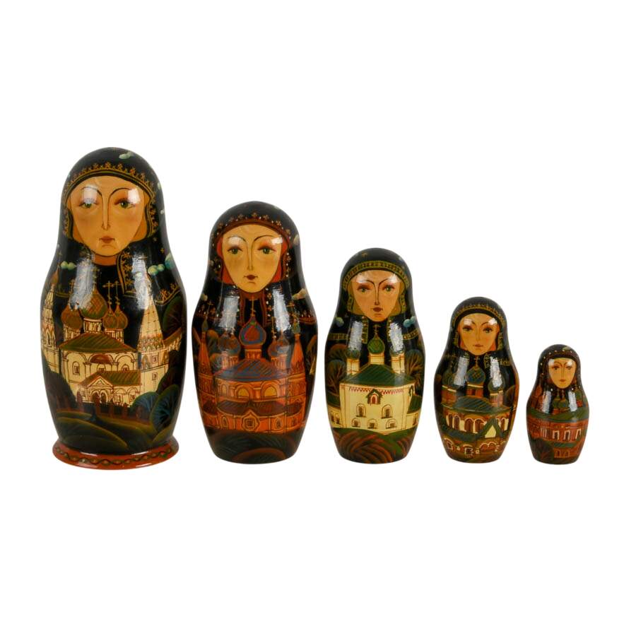 Vintage Russian Nesting Doll Depicting a Cathedral-2
