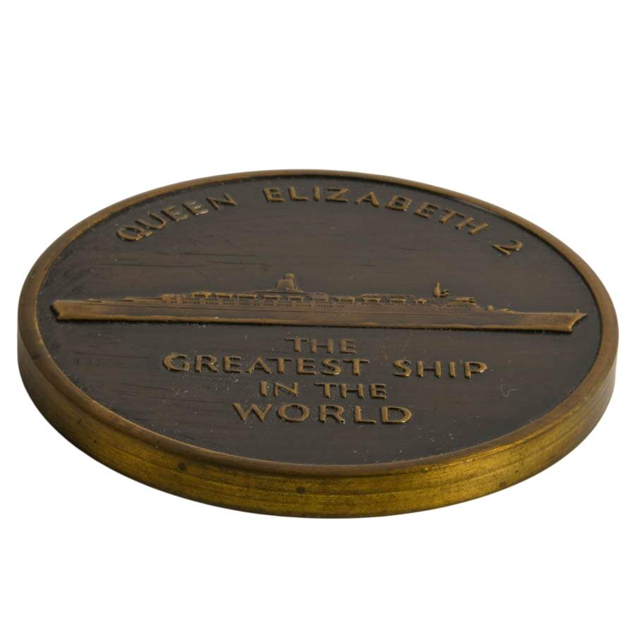 Queen Elizabeth 2 "The Greatest Ship in the World" Bronze Medal-3