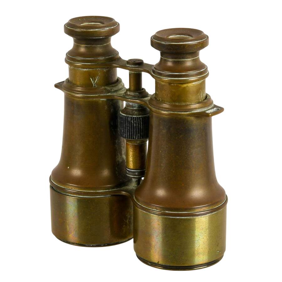 Antique French Brass Field Glasses, L. Petit Fabt Paris WWI Binoculars-2