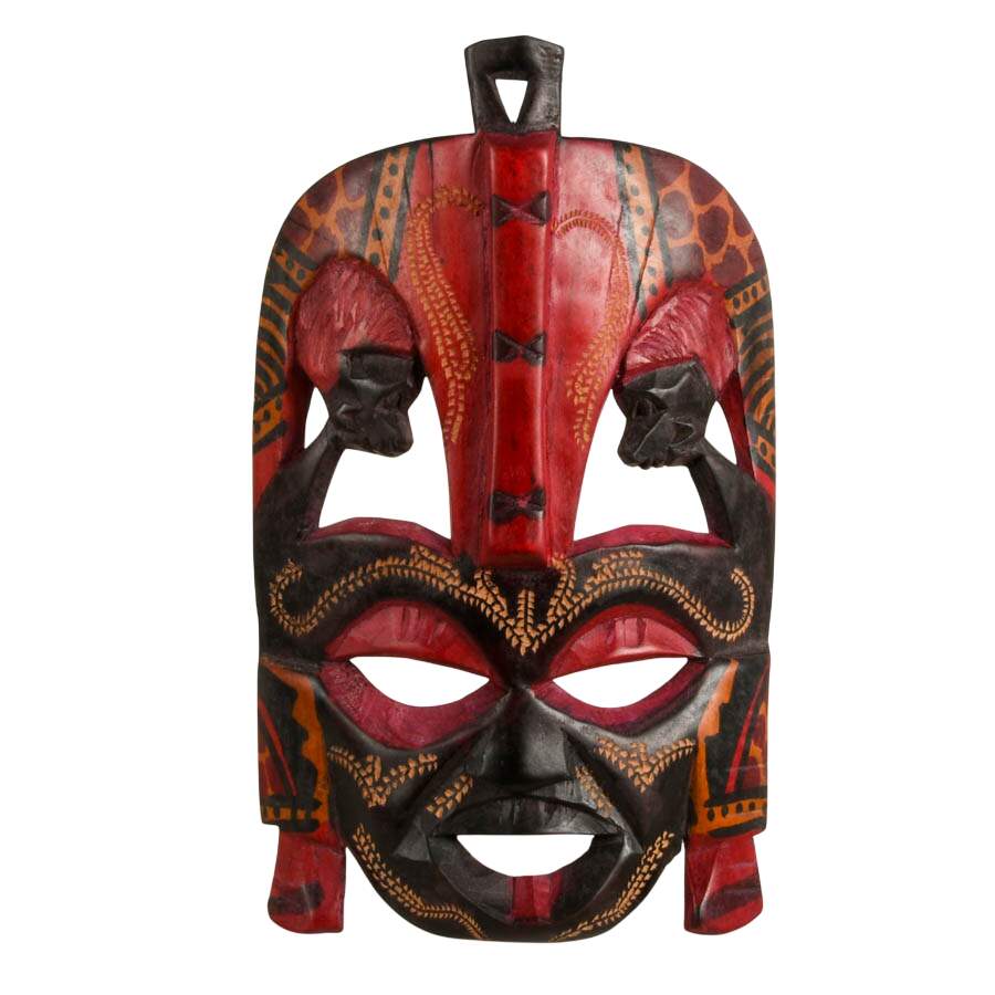 Pair of Hand-Carved Maasai Wooden Masks-5