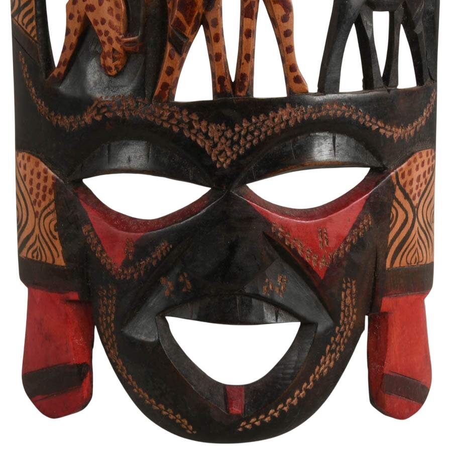 Pair of Hand-Carved Maasai Wooden Masks-3