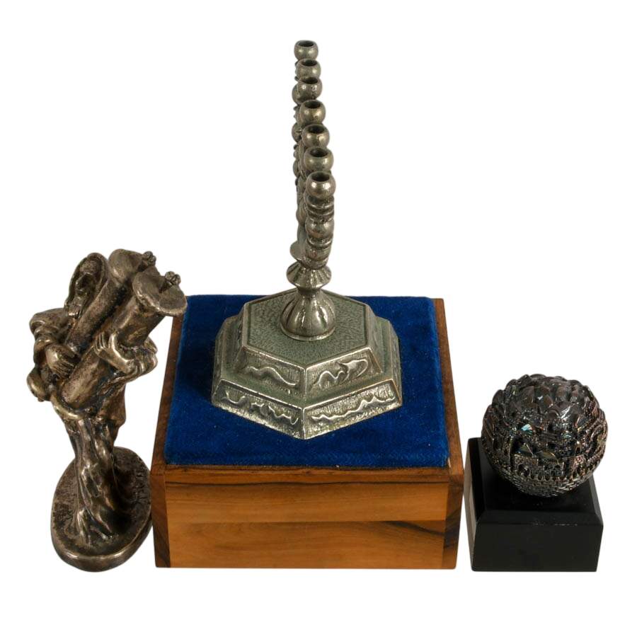 Three-Piece Silver-Plated Jewish Items-2
