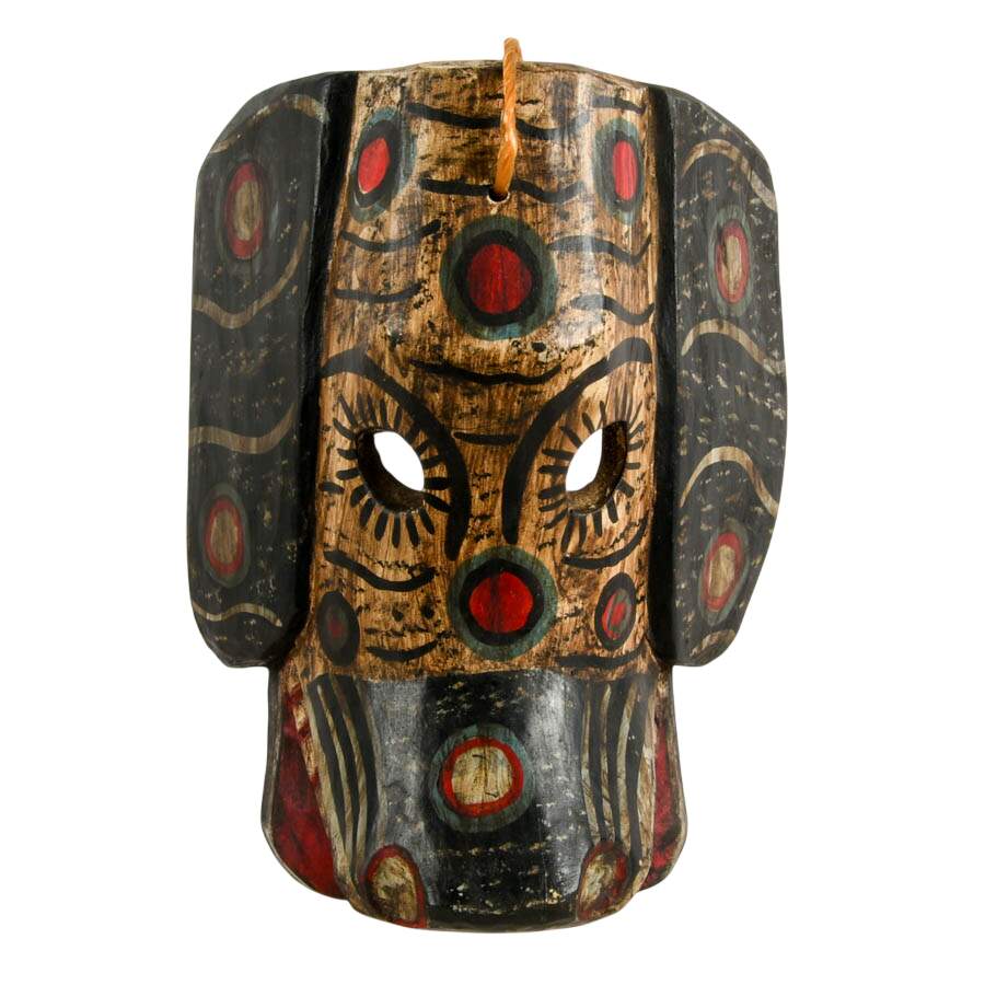 Hand-Carved Wood Latin American Folk-Art Mask-1