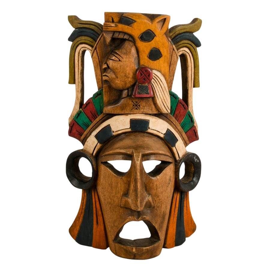 Hand-Carved Mayan-Inspired Wooden Mask-1