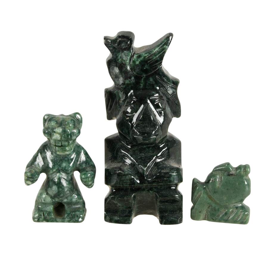 Collection of Six Mayan Terracotta and Stone Figures-4