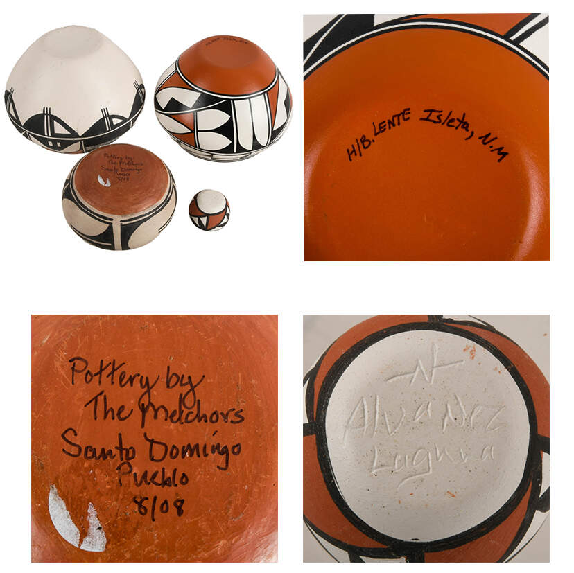 Four Hand-Painted Acoma Pottery Vases-7