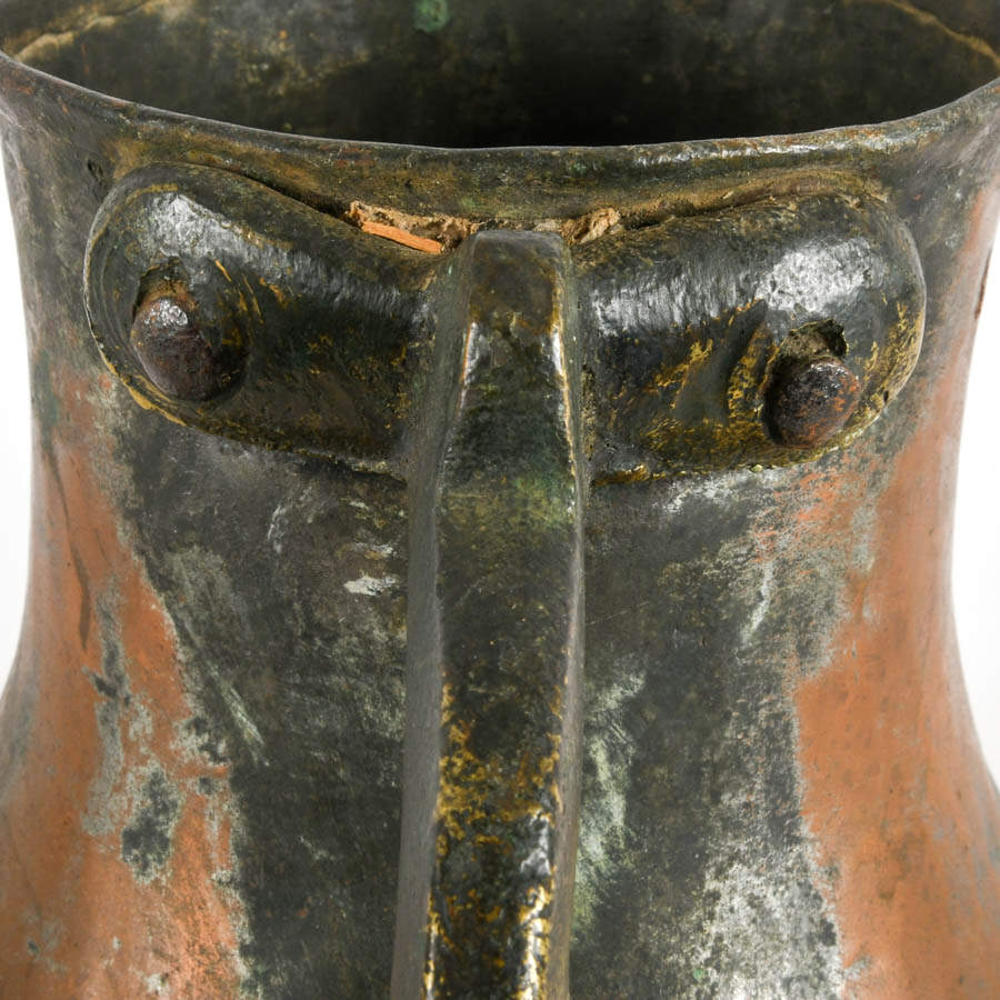 Antique Hammered Copper and Bronze Water Jug-6