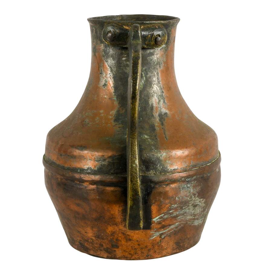Antique Hammered Copper and Bronze Water Jug-3