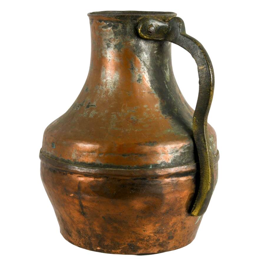 Antique Hammered Copper and Bronze Water Jug-2