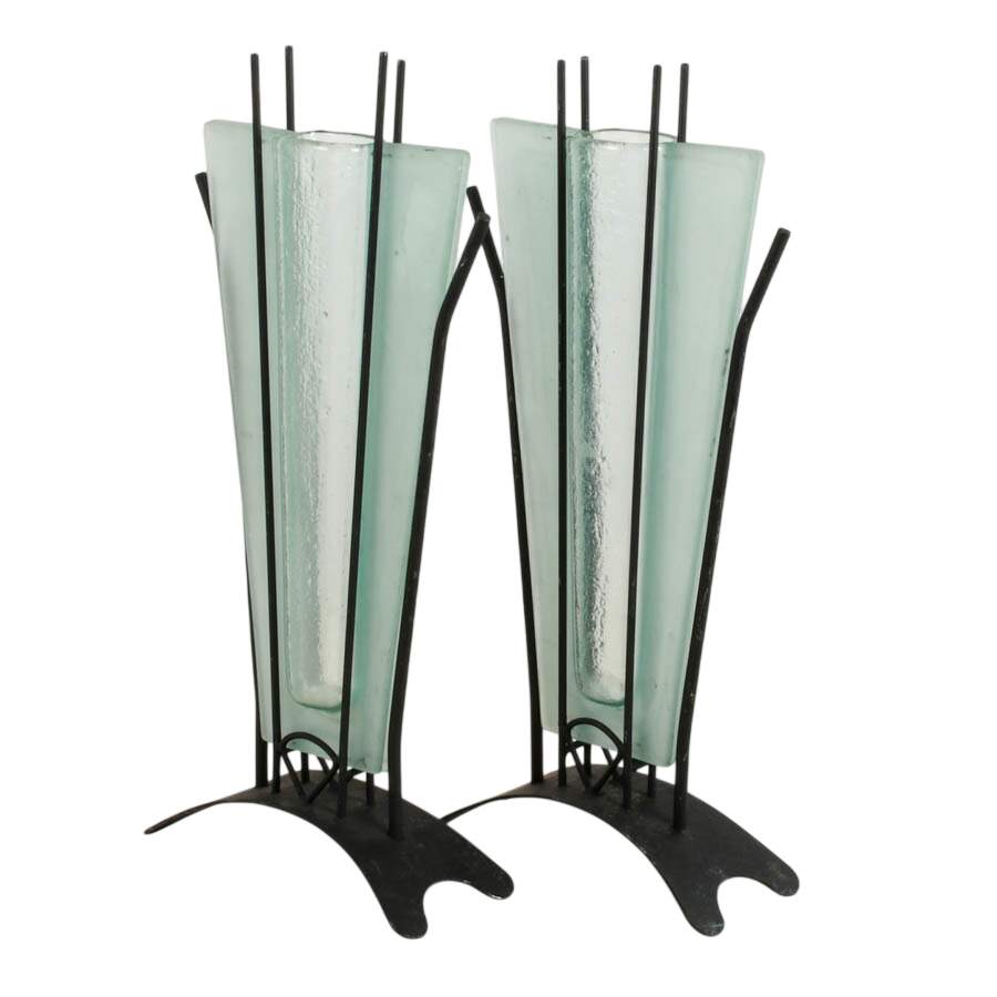 Pair of Avant-Garde Column Glass Vases-2