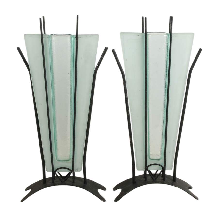 Pair of Avant-Garde Column Glass Vases-1