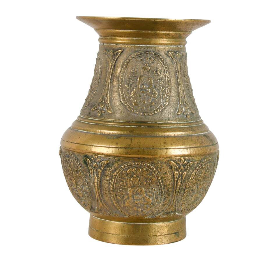 Antique Nepalese Brass Ceremonial Amkhora Vase-4