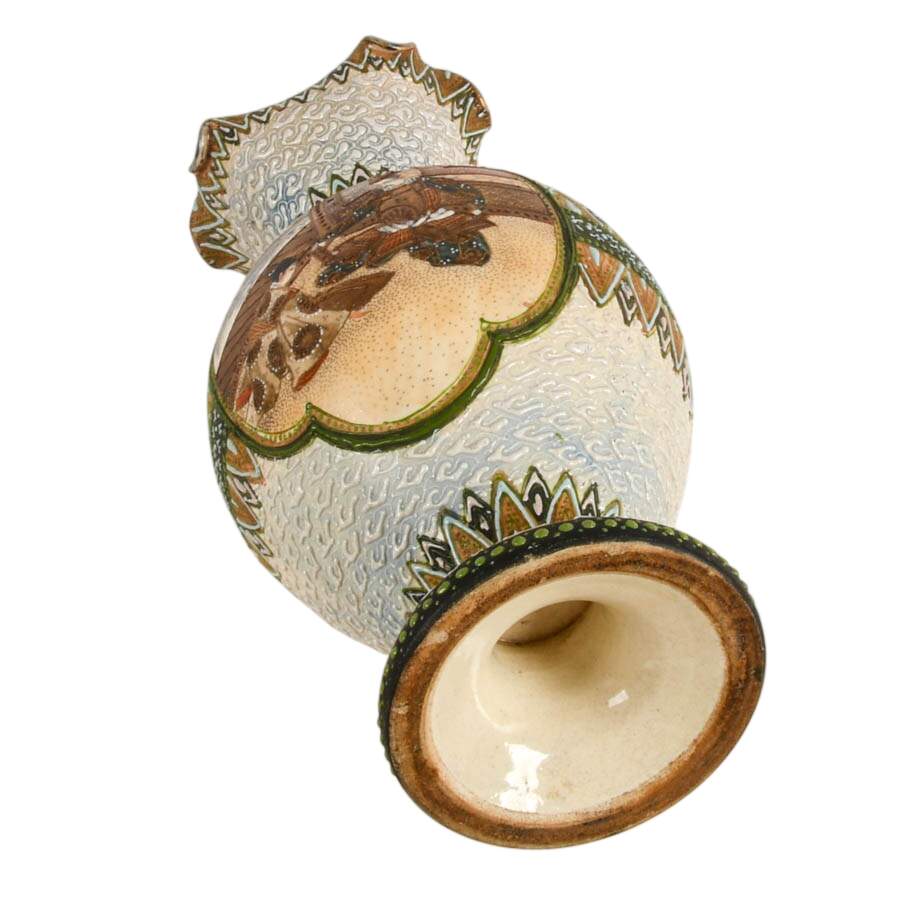 Antique Japanese Satsuma Moriage Scenic Porcelain Vase-6