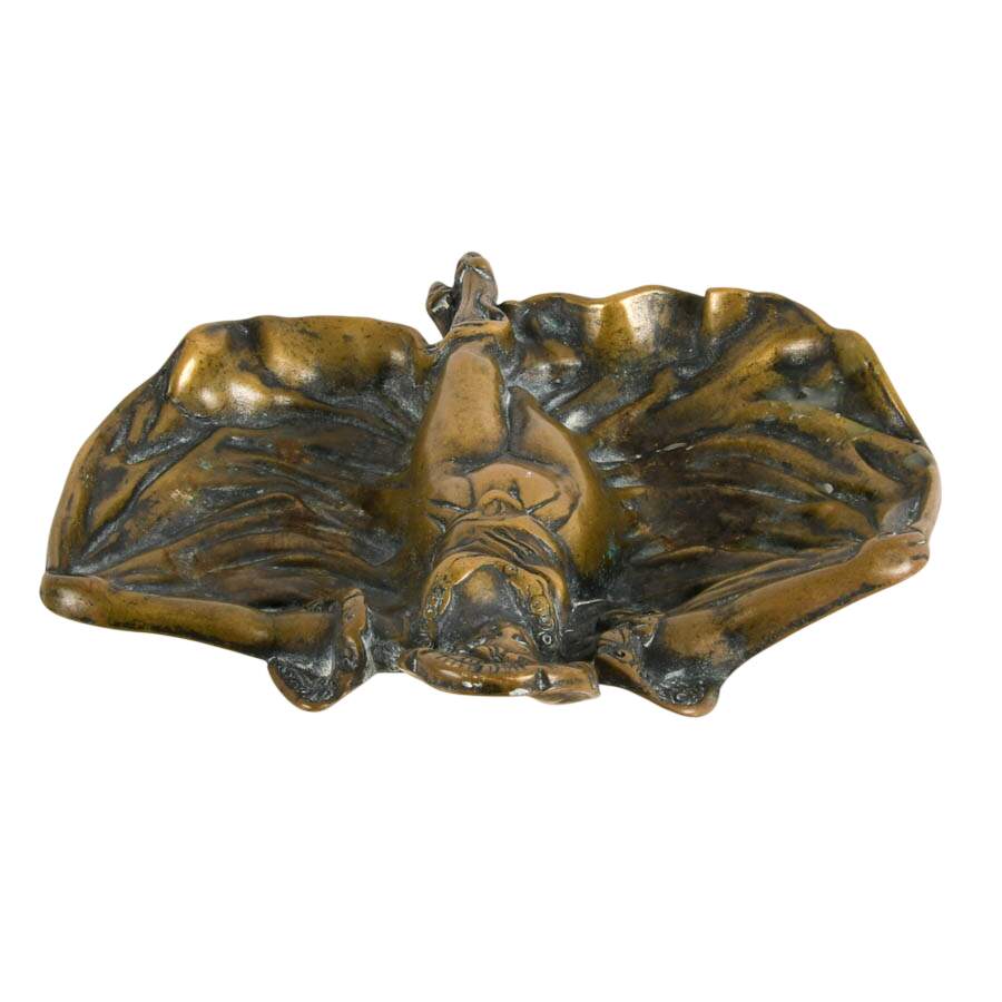 Antique Art Nouveau Loïe Fuller Ballerina Serpentine Dance Pose Bronze Tray-3