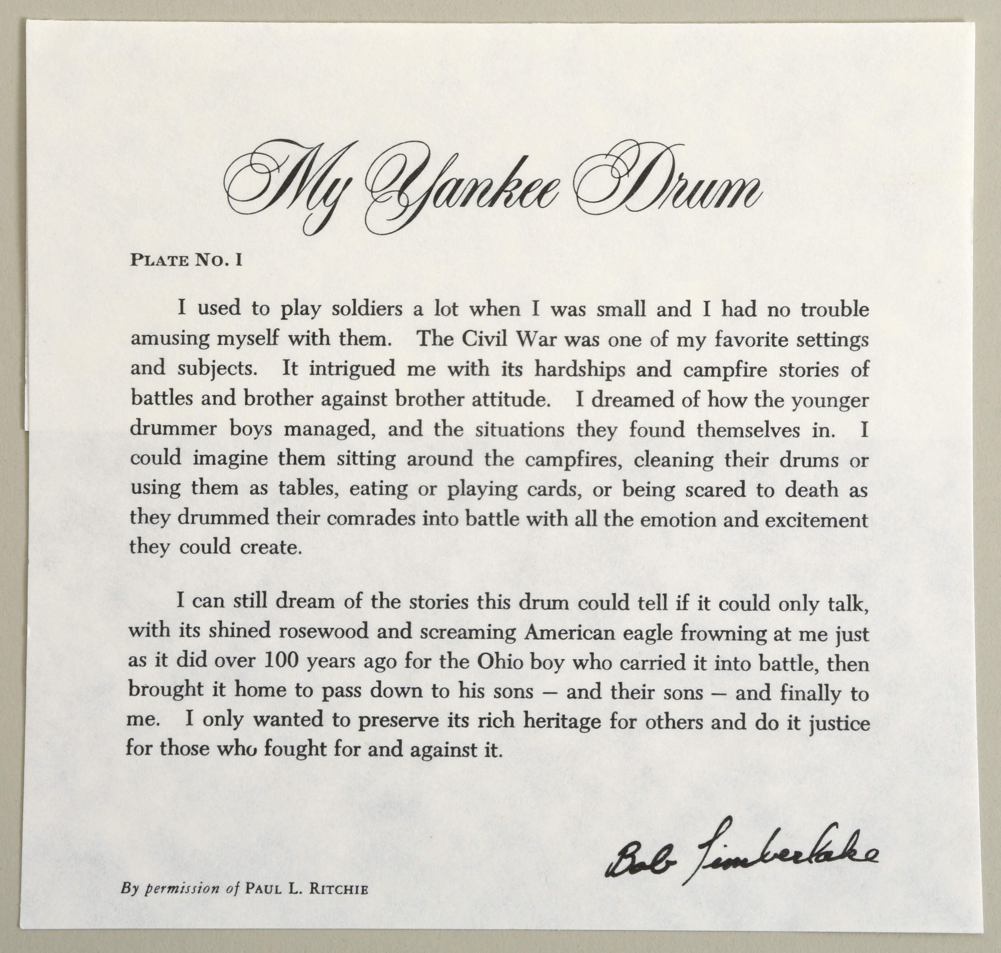 Bob Timberlake Prints My Yankee Drum-Inscribed To Charles - No Box by Bob Timberlake-2