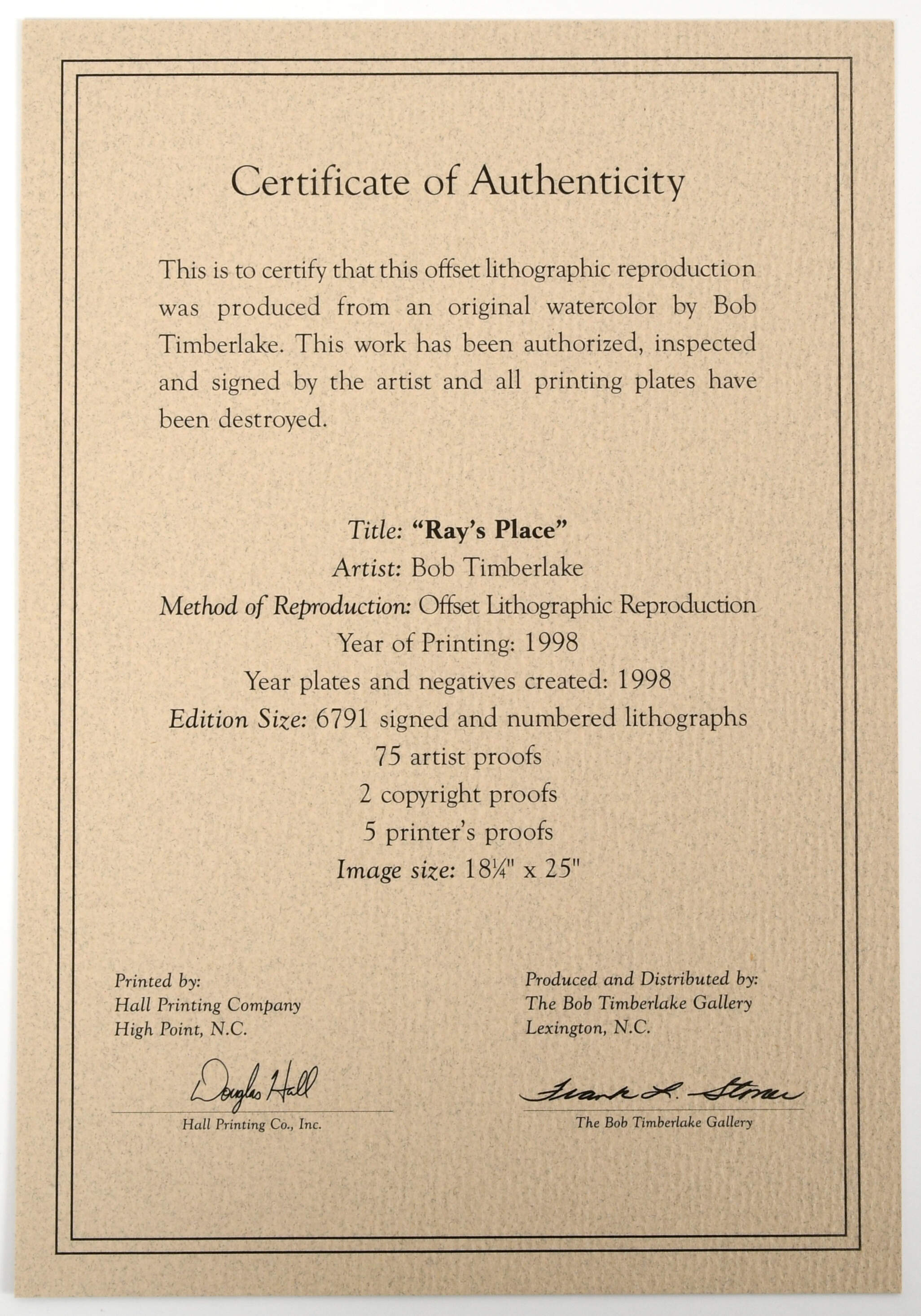 Bob Timberlake Prints Ray's Place - With Box by Bob Timberlake-2