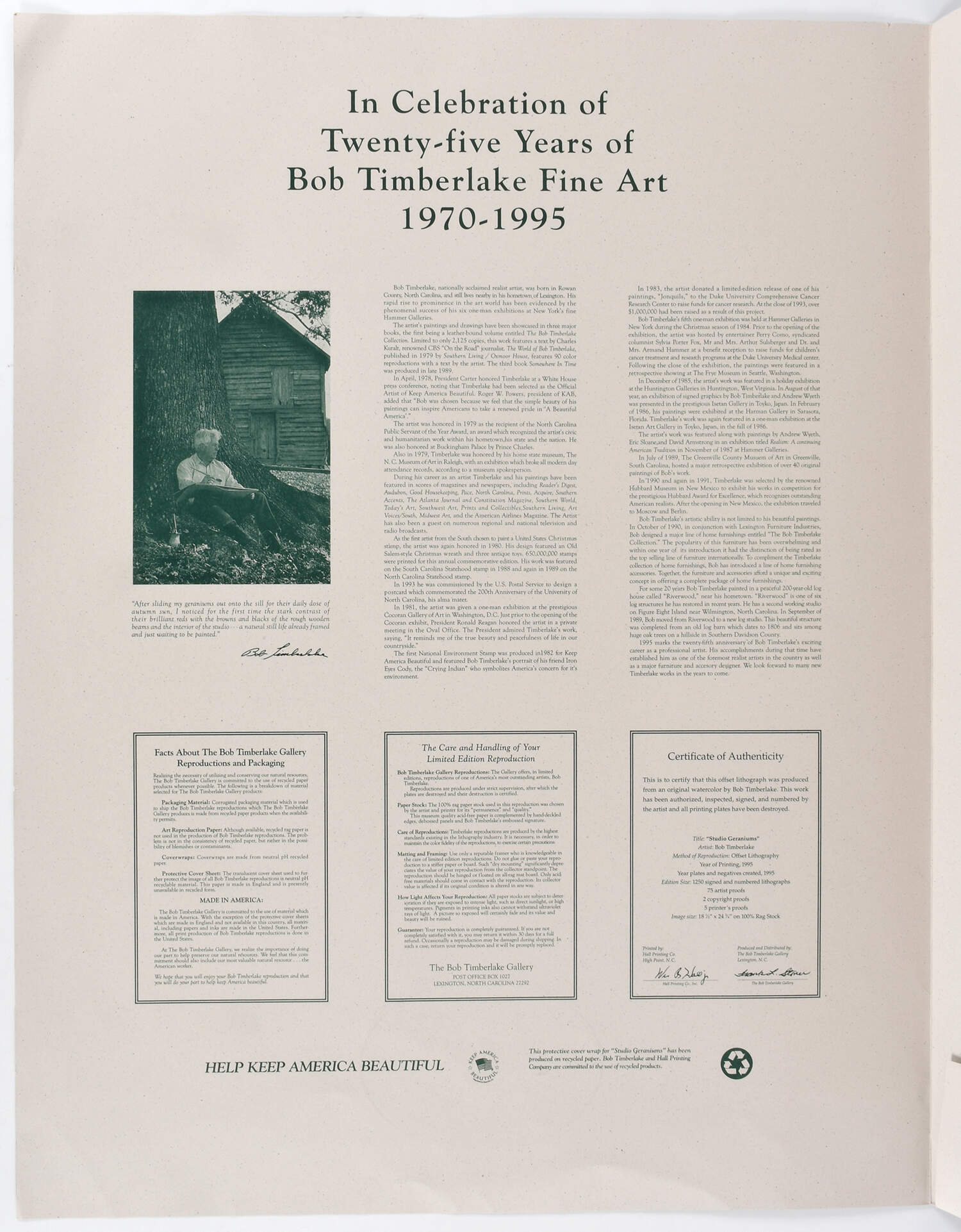 Bob Timberlake Prints Studio Geraniums - Boxed by Bob Timberlake-2