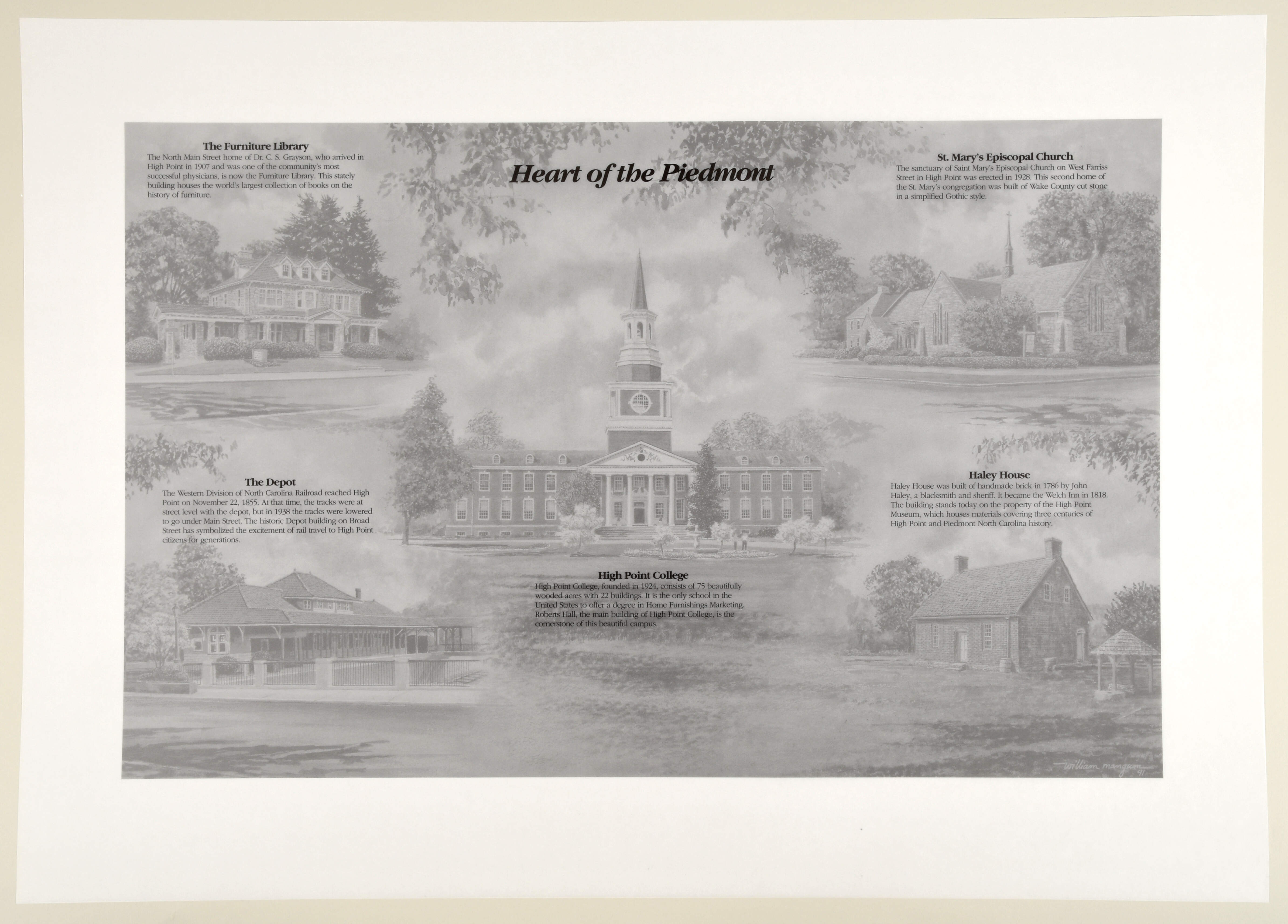 William Mangum Prints Heart Of The Piedmont-High Point Nc - No Box by William Mangum-2