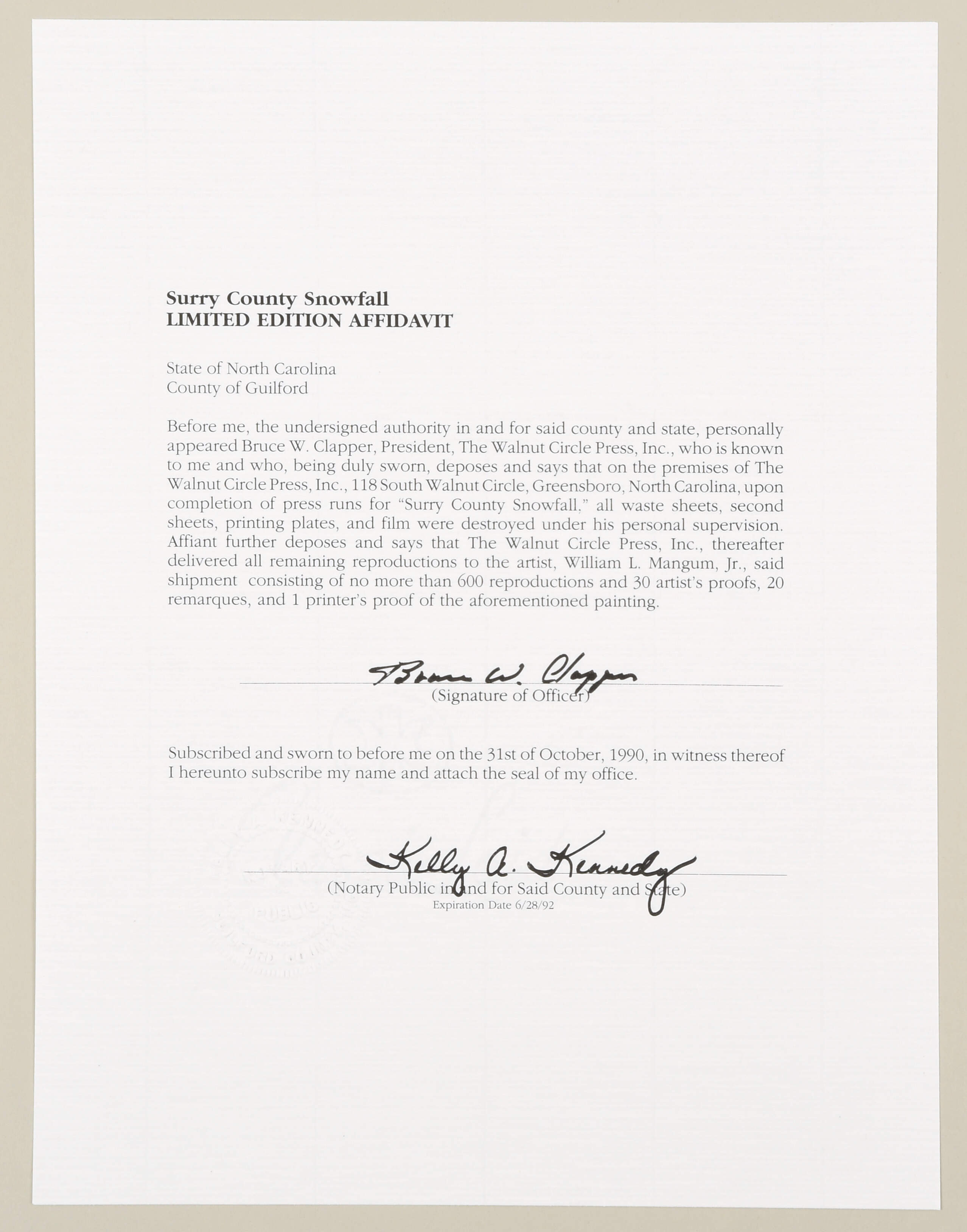 William Mangum Prints Surry County Snowfall - No Box by William Mangum-2