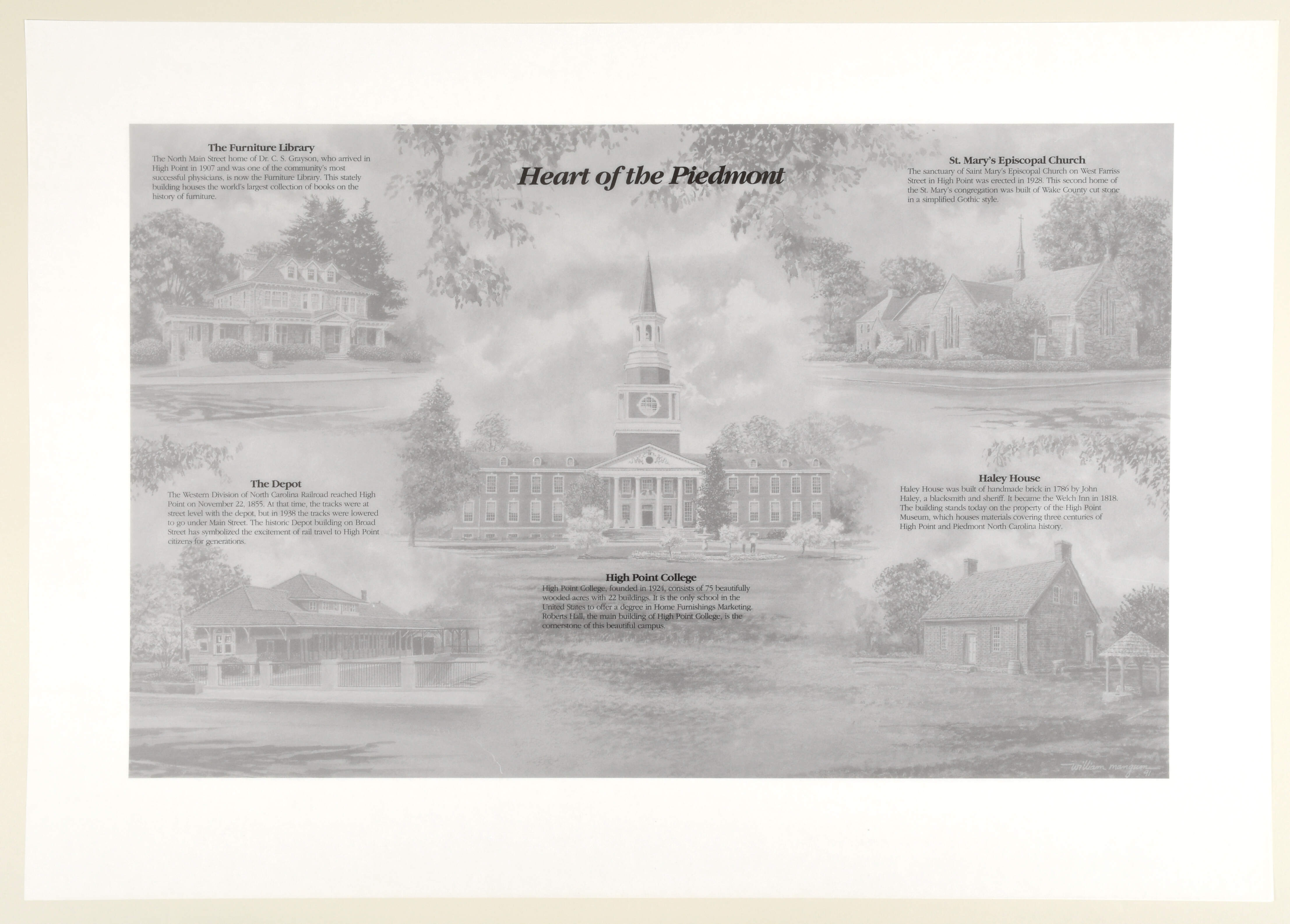 William Mangum Prints Heart Of The Piedmont-High Point Nc - Boxed by William Mangum-2