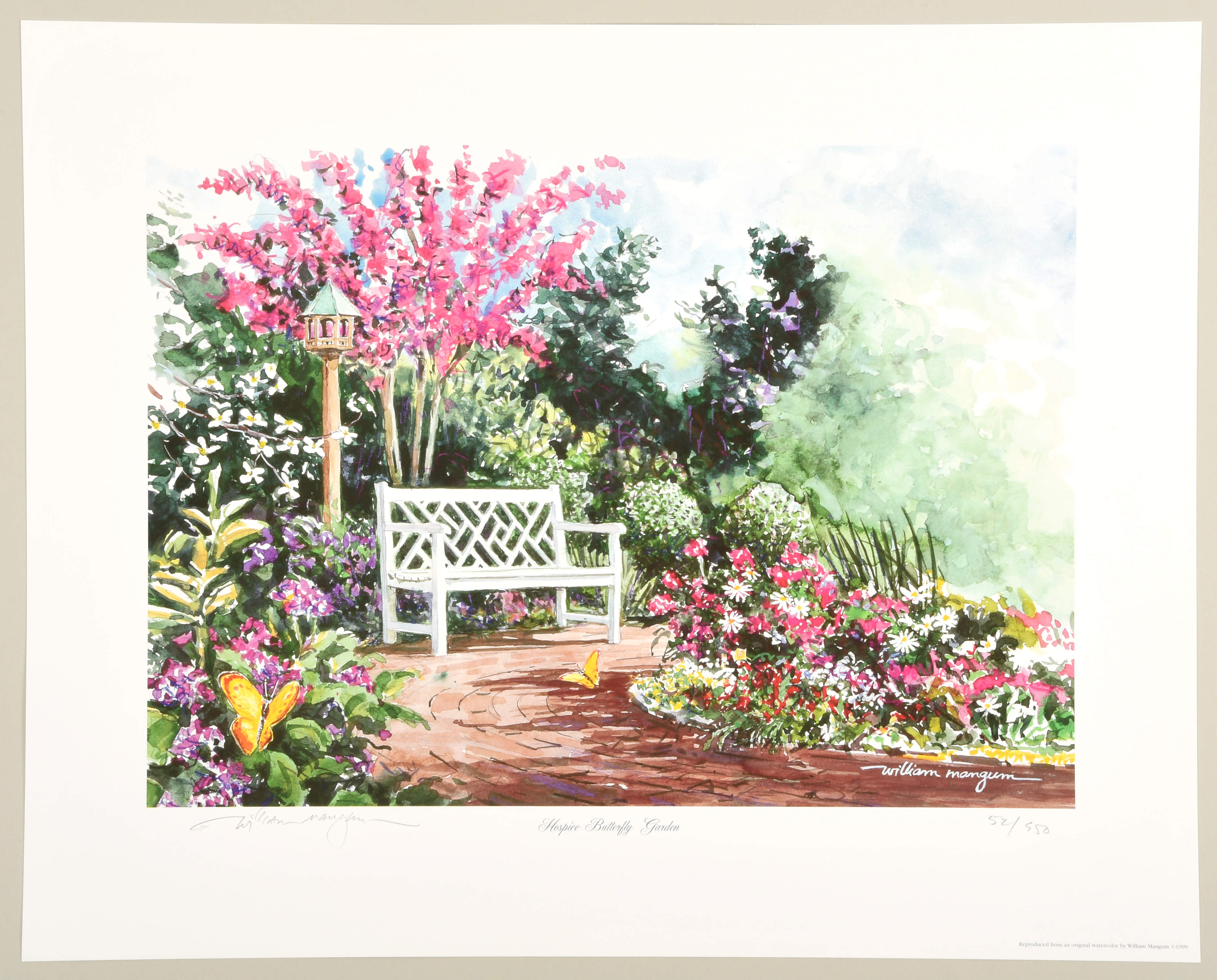 William Mangum Prints Hospice Butterfly Garden W/ Stamp - Boxed by William Mangum-1