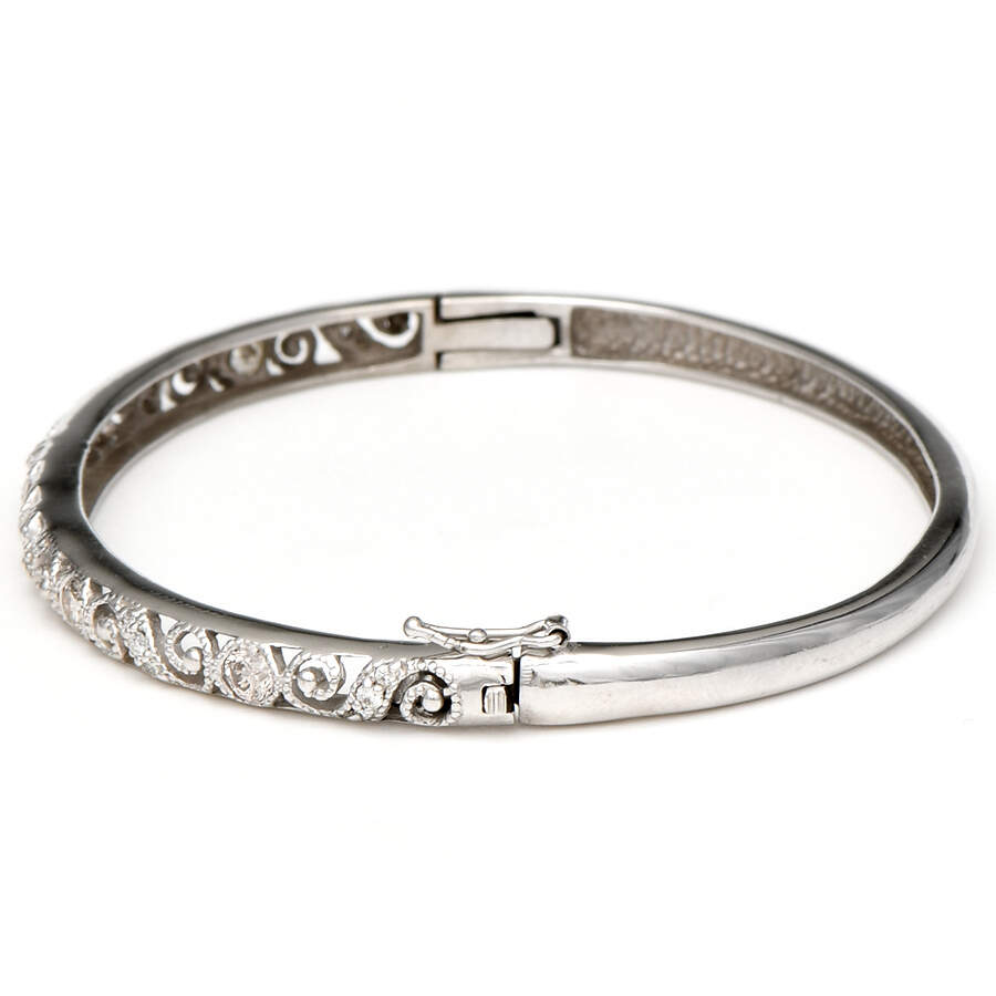 14KW Fancy Brown & White Diamond(1.24) Hinged Bangle Bracelet-3