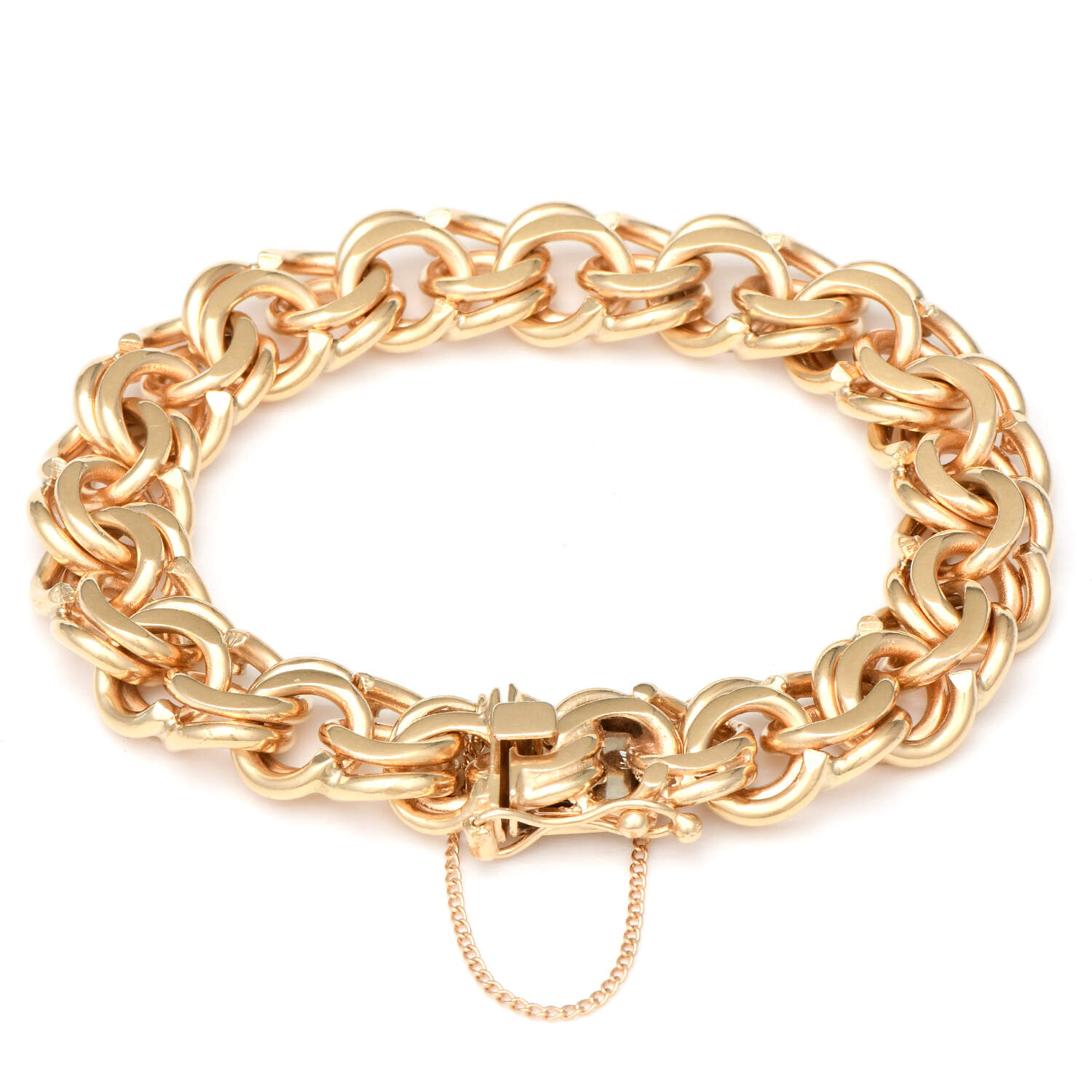 14KY Solid Gold Double Oval Link Bracelet-2