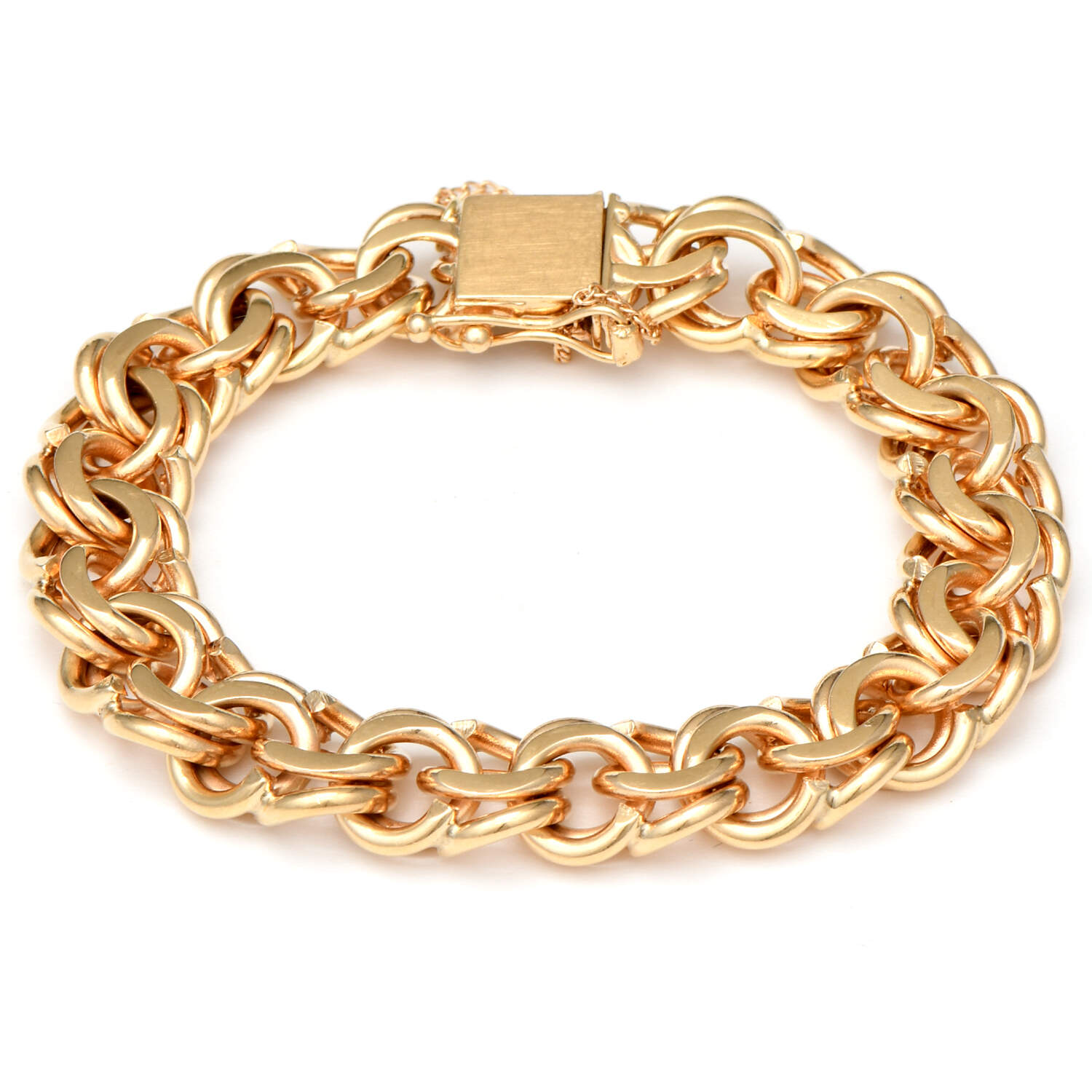 14KY Solid Gold Double Oval Link Bracelet-1
