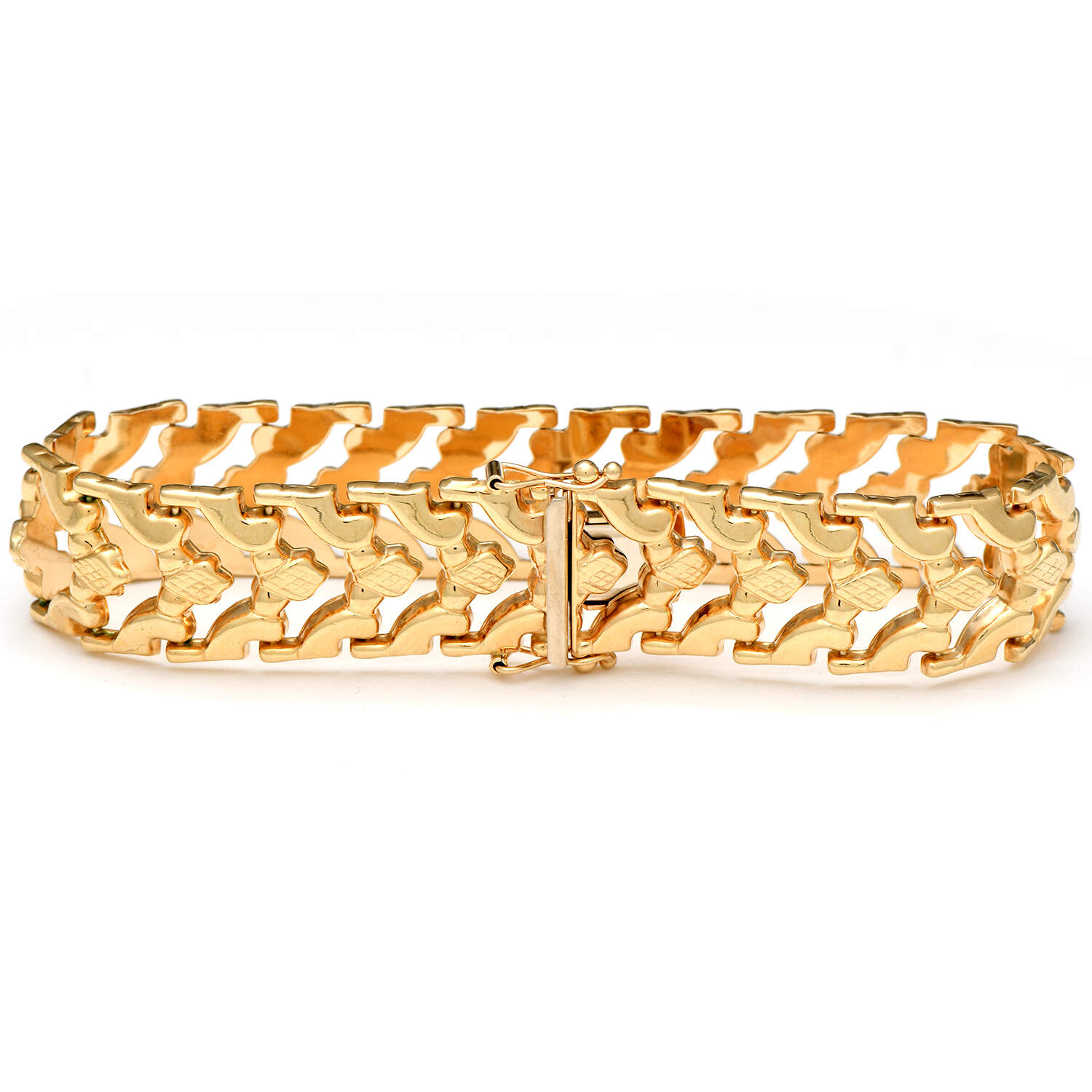 14KY Chevron Stampato Link Bracelet-2