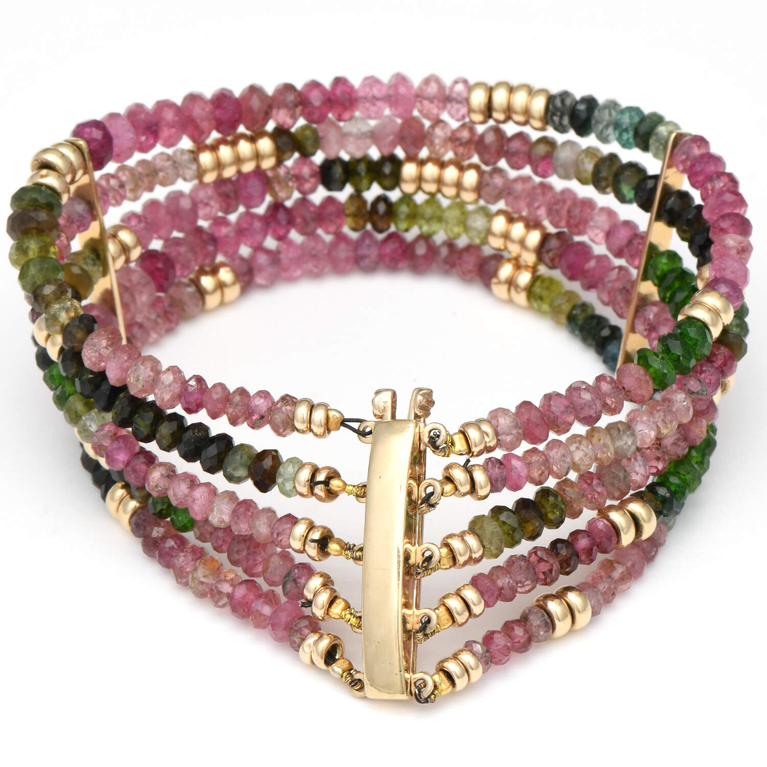 14/12KY Colorful Tourmaline Multi Strand Bracelet-2