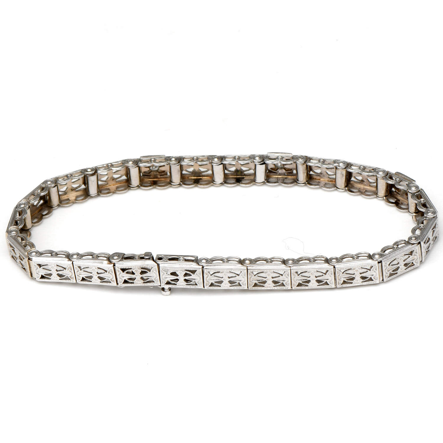 14KW Art Deco Diamond(0.18) Filigree Bracelet-2