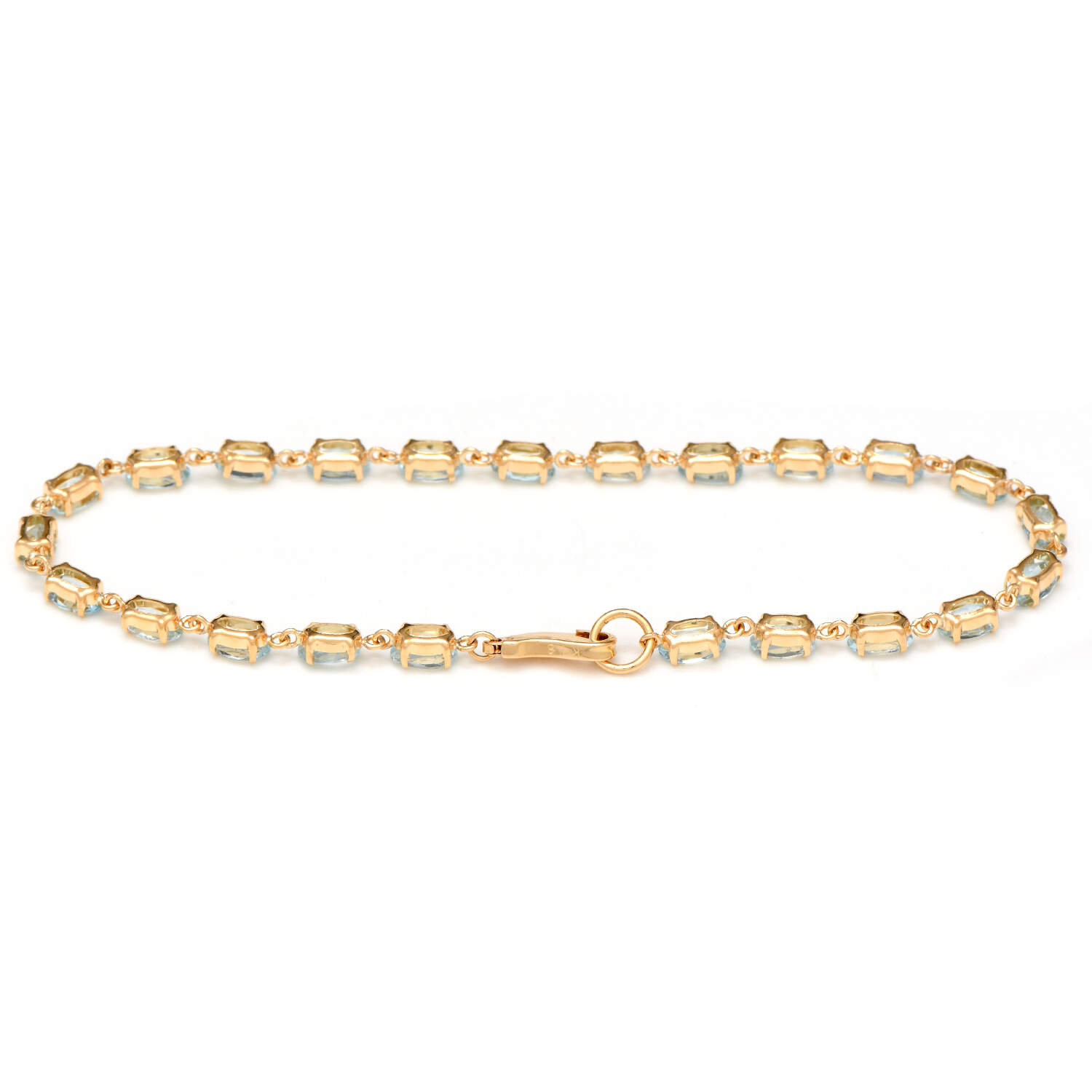 18KY Aquamarine(3.68) Link Bracelet-2