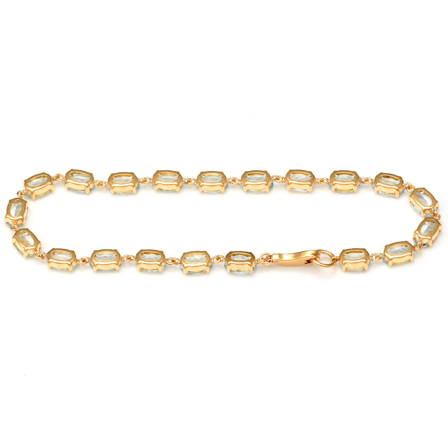 18KY Aquamarine(7.0) Link Bracelet-2