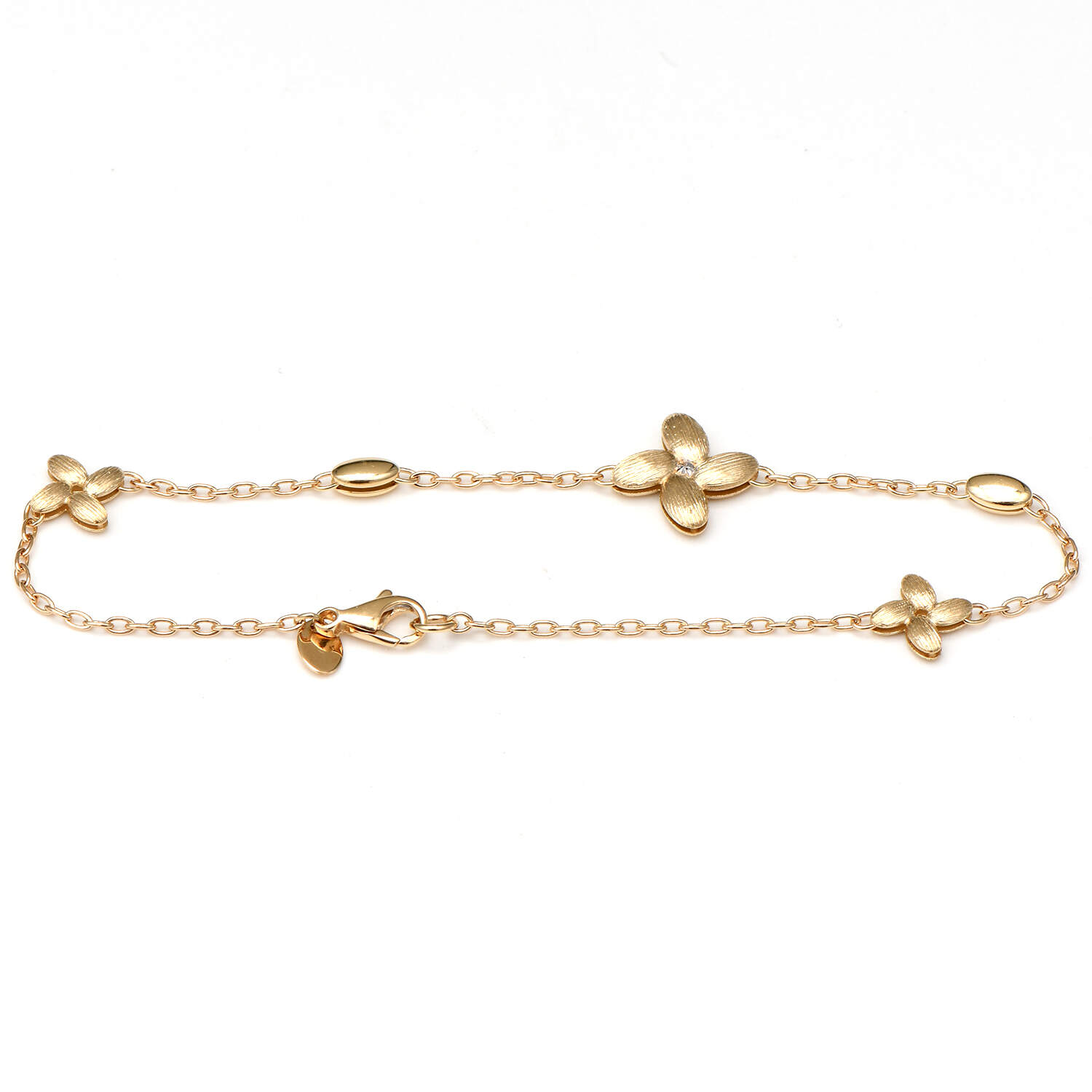 14KY Textured Flower Station Bracelet-2